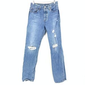 Levi's Women's Size 27 Distressed 501 Jeans Medium Wash Blue